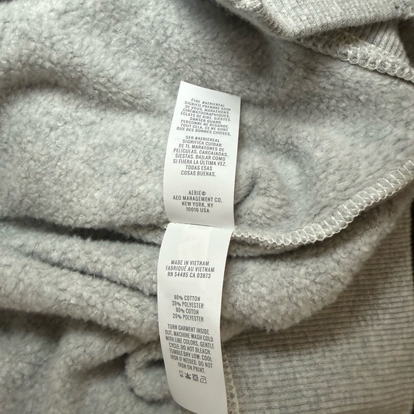 Aerie Gray Winter Tour Gray Graphic Distressed Crewneck Sweatshirt Size XXS - Picture 7 of 9